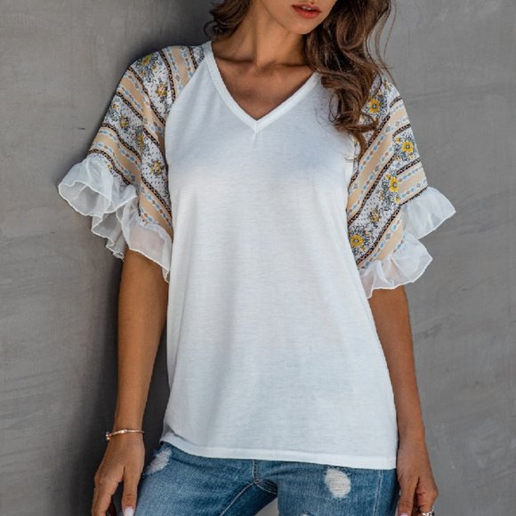 Adorable Ruffle Bell Sleeve Tee - Picture 2 of 5
